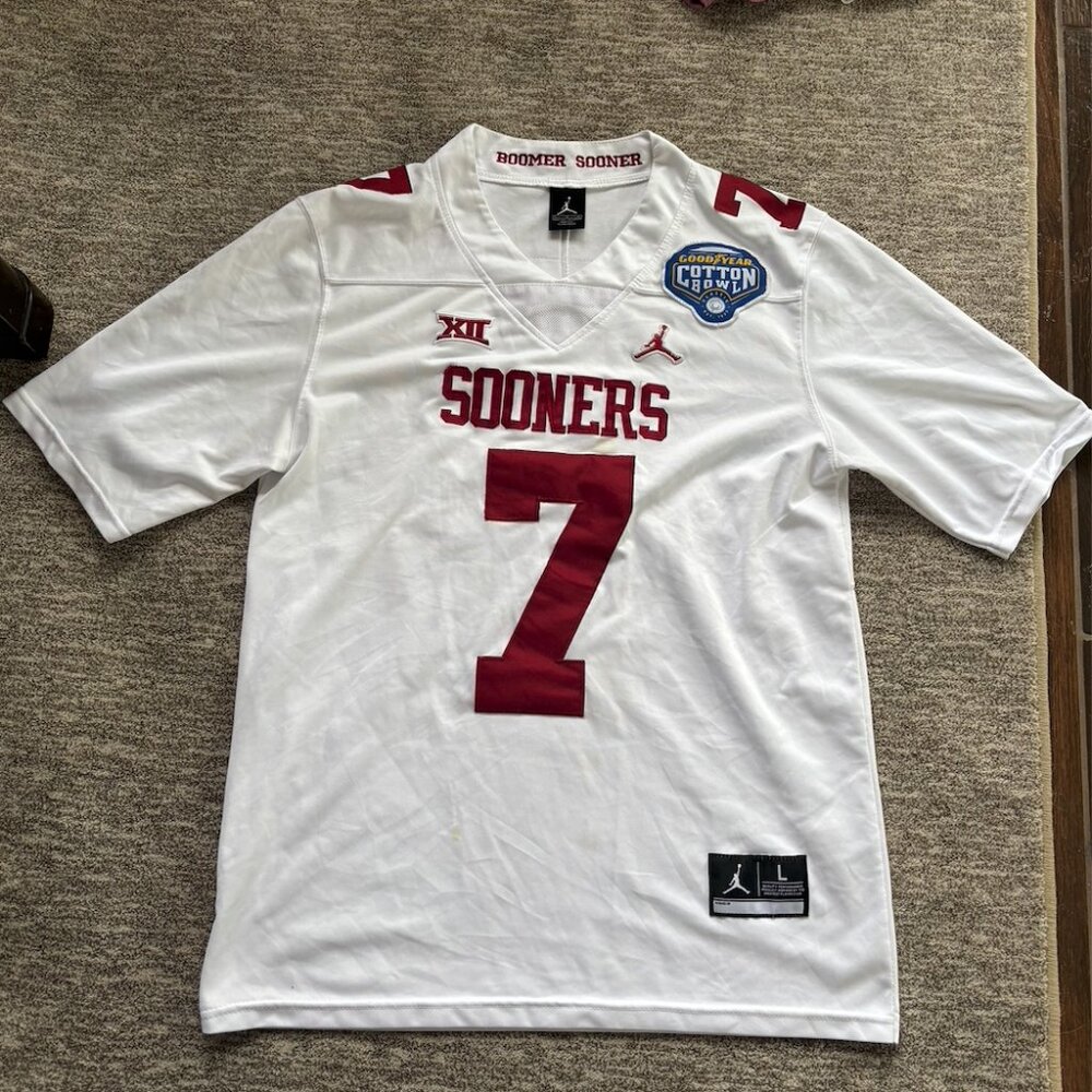 Jordan White & Crimson Oklahoma Sooners #7 Football Jersey